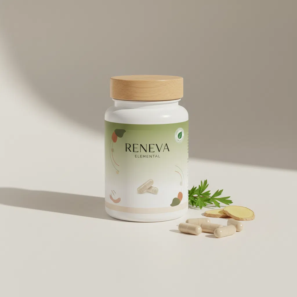 Reneva Elemental glazen pot met houten deksel, dagelijks voedingssupplement 90 capsules